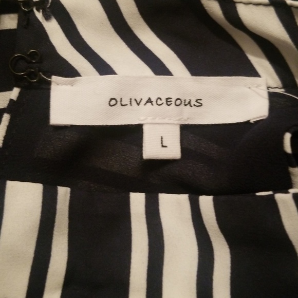 Olivaceous Dress Blue White Striped Halter - Picture 5 of 6